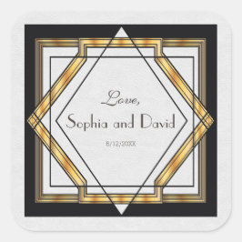 Adesivo Quadrado Excelente Gatsby Dourado Casamento de Arte Branca