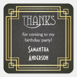 Adesivo Quadrado Excelente Gatsby Stickers, Arte Deco Favor Etiquet