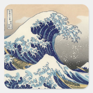 Adesivo Quadrado Excelente Hokusai Onda de Kanagawa no Oceano de Ar