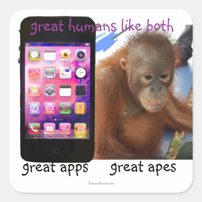 Adesivo Quadrado Excelente Phone Apps Excelente Ape Humor (Frente)