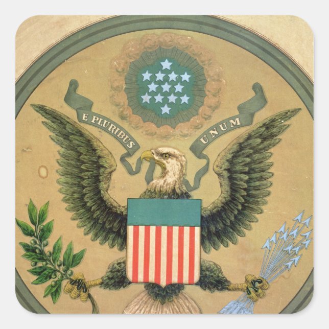 Adesivo Quadrado Excelente Seal dos Estados Unidos, c.1850 (Frente)
