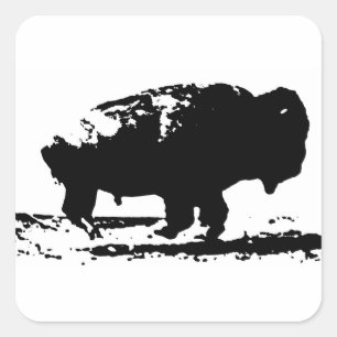 Adesivo Quadrado Executando Buffalo Bison Pop Art