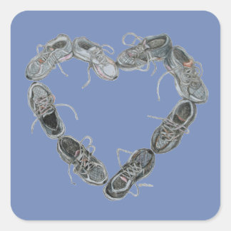 Adesivo Quadrado Executando Calçados de Arte - Corre o Coração do A