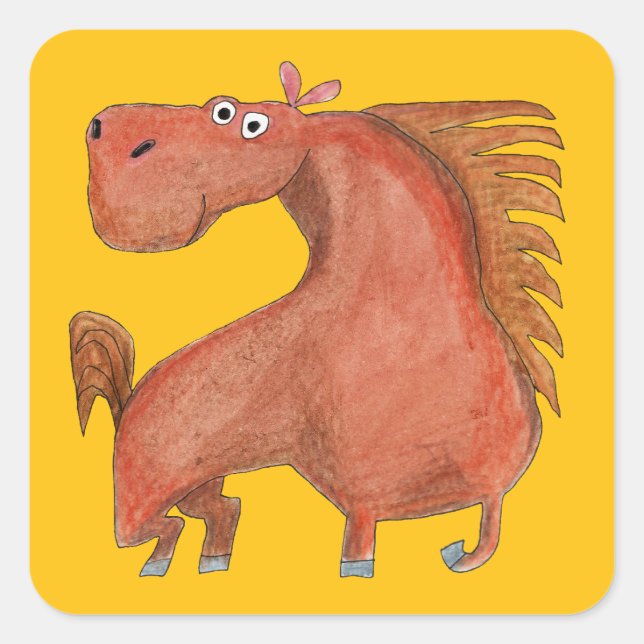 Adesivo Quadrado Exited Horse (Frente)