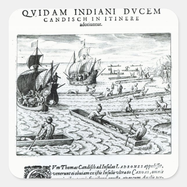 Adesivo Quadrado Expedição de Thomas Cavendish (Frente)