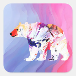 Adesivo Quadrado Explorador Ártico Pastel em Aquarela