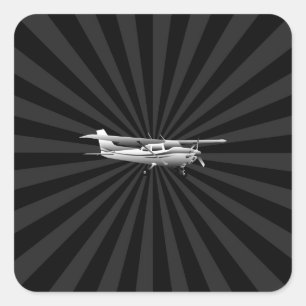Adesivo Quadrado Explosão de voo do preto da silhueta de Cessna do