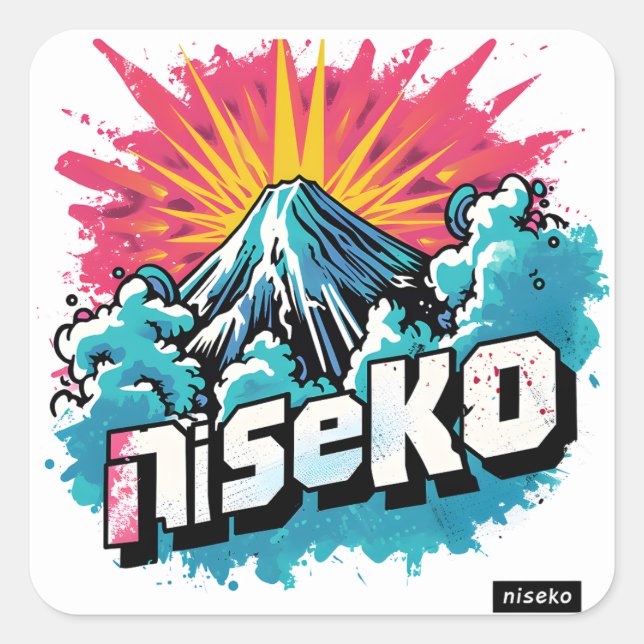 Adesivo Quadrado Explosão Retroativa Niseko - Conjunto Legal de Ski (Frente)