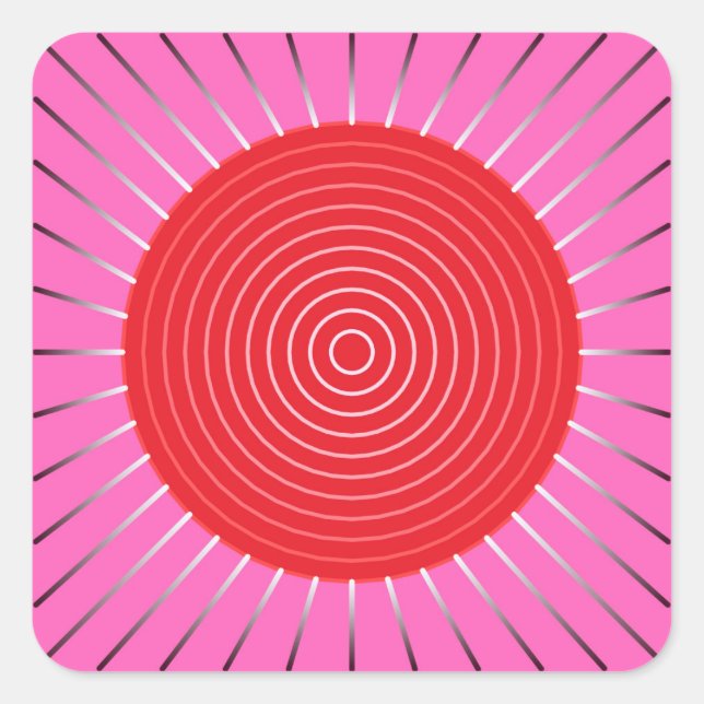 Adesivo Quadrado Explosão Sunística Geométrica Moderna - Fuchsia e  (Frente)