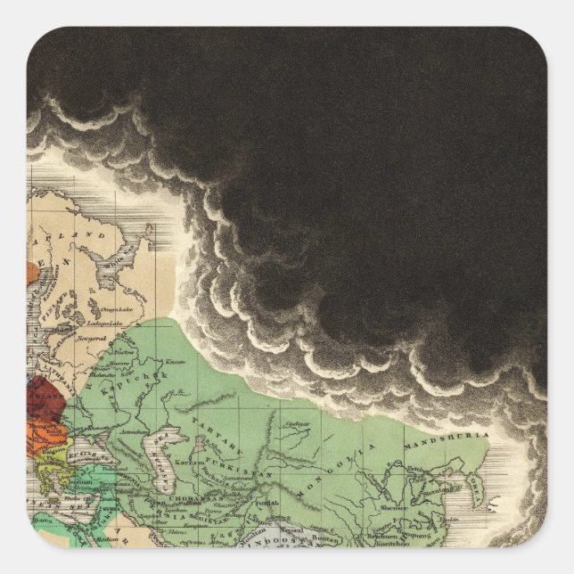 Adesivo Quadrado Exposição do Império de Kublai Khan 1294 AD (Frente)