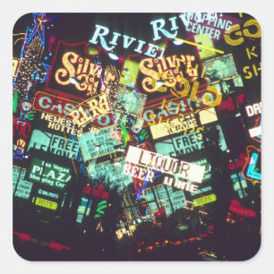 Adesivo Quadrado Exposição dupla, sinais de cassino, Las Vegas,