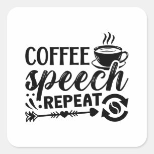 Adesivo Quadrado Expressão do Café da Saúde Mental Ansiedade Repeti