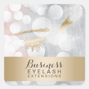 Adesivo Quadrado Extensões Eyelash Modernas do Prata e Douradas