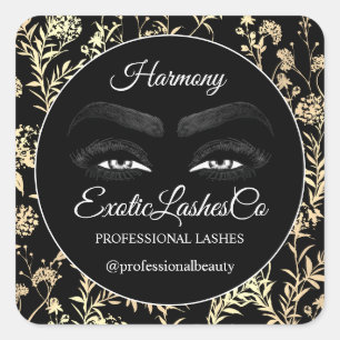 Adesivo Quadrado Eyelash Cleaner Floral Dourado Branco