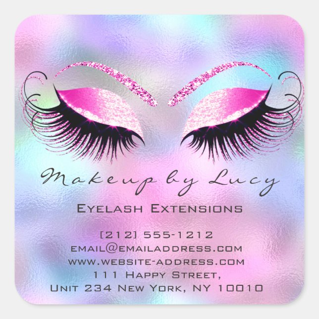 Adesivo Quadrado Eyelash Extension Makeup Beauon Salon Pink Fuchsia (Frente)