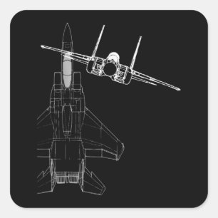 Adesivo Quadrado F-15 Eagle Line Art Military Jet Fighter