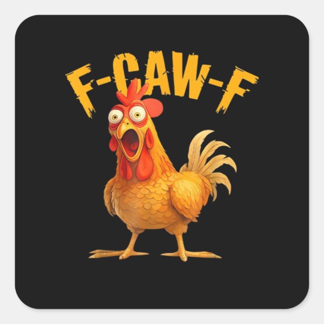 Adesivo Quadrado F-Caw-F Frango Clássico Estilo Retro (Frente)