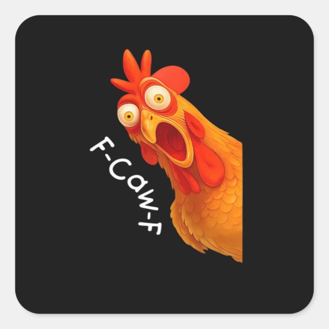 Adesivo Quadrado F-Caw-F Frango Essencial Clássico Retro (Frente)