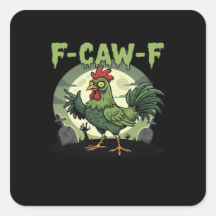 Adesivo Quadrado F Caw F Galinha Engraçada Halloween Vintage Clássi