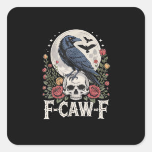 Adesivo Quadrado F-Caw-F Pássaro Corvo Engraçado Corvo Pássaro Cawi