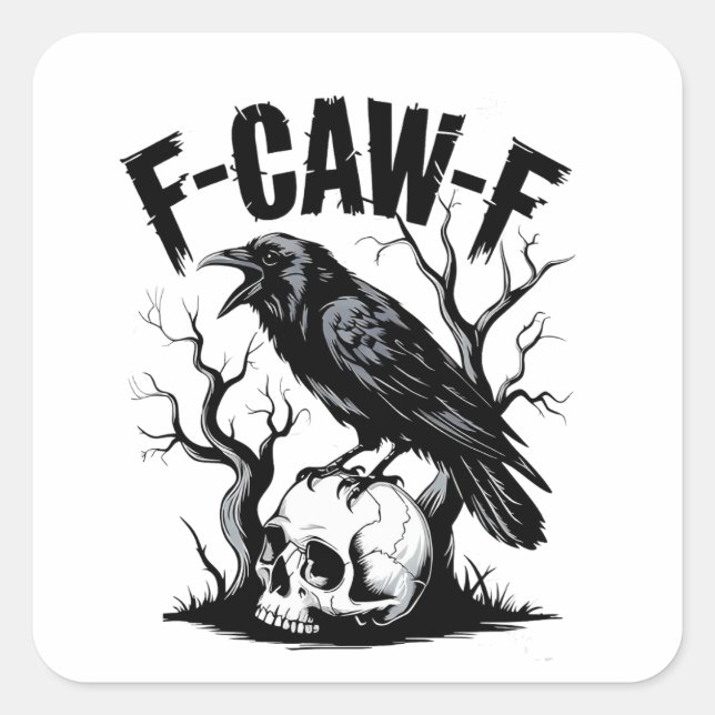 Adesivo Quadrado F-Caw-F Pássaro Negro Funny (Frente)