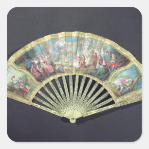 Adesivo Quadrado Fã da corte, francês, século XVIII (marfim e w/