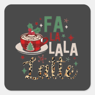 Adesivo Quadrado Fa Fa La La Latte Divertido Natal Santa Xmas