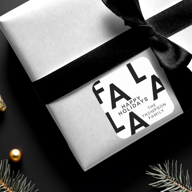 Adesivo Quadrado Fa La Bold Letters Moderno Minimalista (Fa La La Bold Letters Minimalist Modern White Square Sticker)