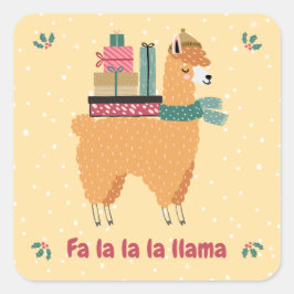 Adesivo Quadrado Fa la la lama Holiday Sticker