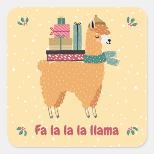Adesivo Quadrado Fa la la lama Holiday Sticker