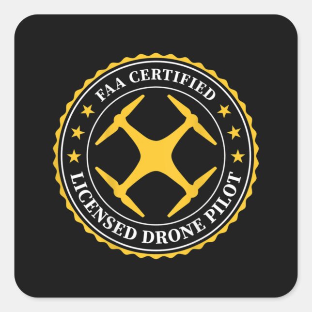 Adesivo Quadrado FAA Certified Licensed Drone Pilot - BACK DESIGN (Frente)