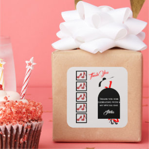 Adesivo Quadrado Fab Silhouette Glam Red Black Calçados Obrigado An