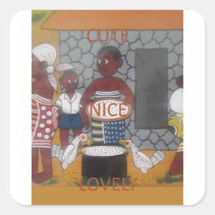 Adesivo Quadrado Fábrica tradicional africana, linda e adorável