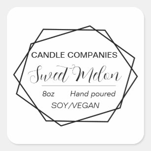 Adesivo Quadrado Fabricante de Velas Veganas de Soja Moderna