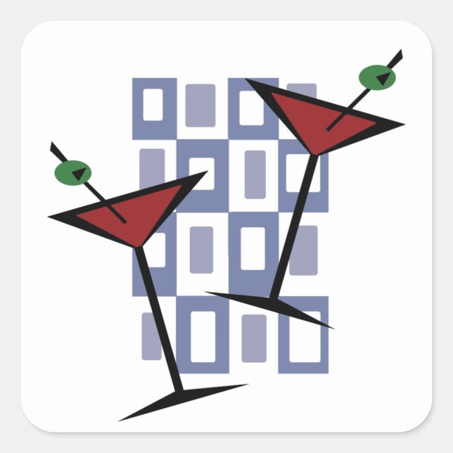 Adesivo Quadrado Fabuloso Estilo de Vintage Martini (Frente)