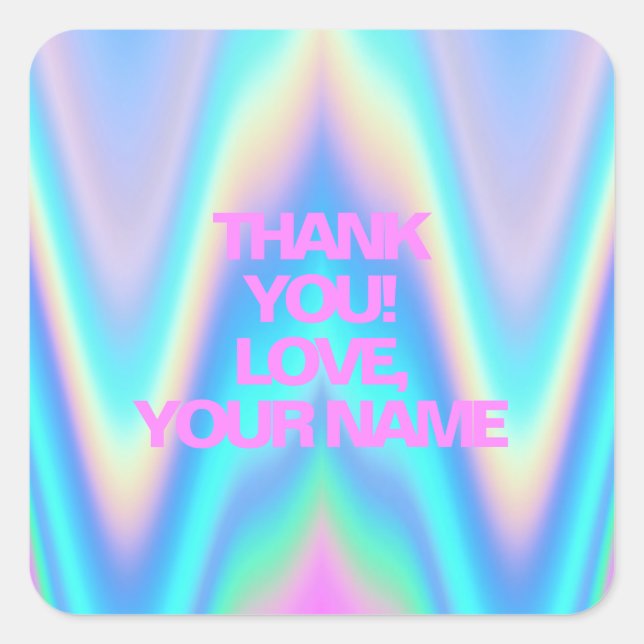 Adesivo Quadrado Fabuloso nome de texto holográfico de unicórnio ro (Frente)