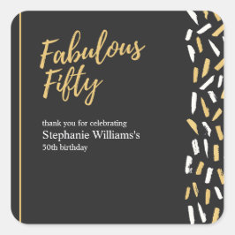 Adesivo Quadrado Fabulous Fifty Golden Modern Woman's 50th Birthday