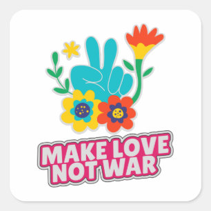 Adesivo Quadrado Faça amor não guerra