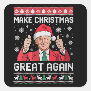 Adesivo Quadrado Faça o Excelente de Natal de novo Xmas Engraçado T
