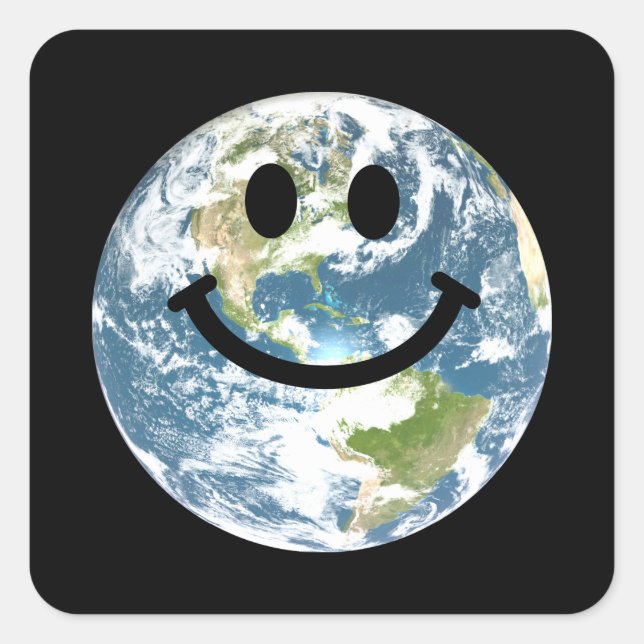 Adesivo Quadrado Face da Terra Feliz (Frente)