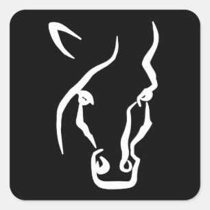 Adesivo Quadrado Face de Cavalo Branco