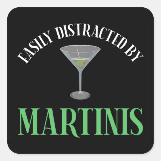 Adesivo Quadrado Facilmente Distraído Por Martinis