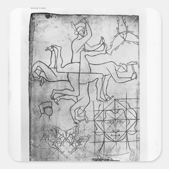 Adesivo Quadrado Facsimily copy of Ms Fr Studies of men (Frente)