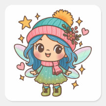 Fada Adorável do Inverno Arte de Fantasia Pastel K