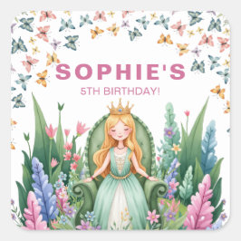Adesivo Quadrado Fada de Floresta Encantada Princesa Aniversário