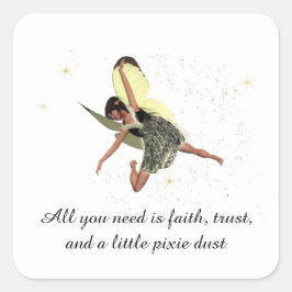 Adesivo Quadrado Fada De Garota Com Vinhetas Amarelas