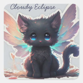 Adesivo Quadrado Fada de Kitten Negra