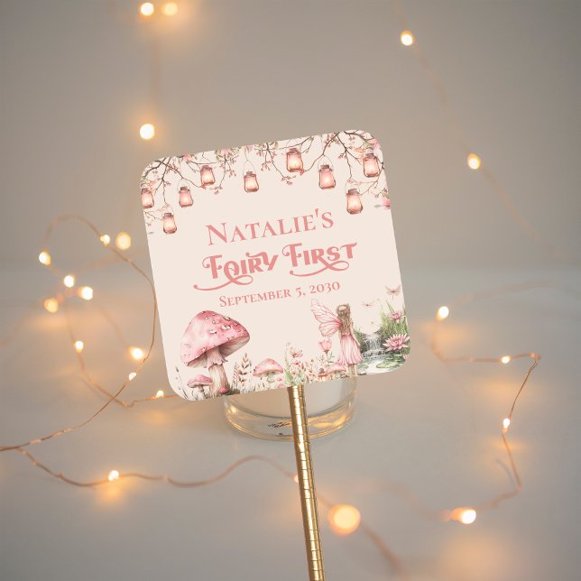 Adesivo Quadrado Fada - Festa de primeiro aniversario da Primeira M (Criador carregado)