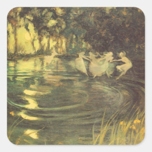 Adesivo Quadrado Fadas Giram por Arthur Black, Dança de Fadas Vinta