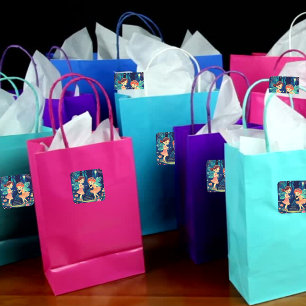 Adesivo Quadrado Fadas Jogando Na Floresta Encantada Aniversário